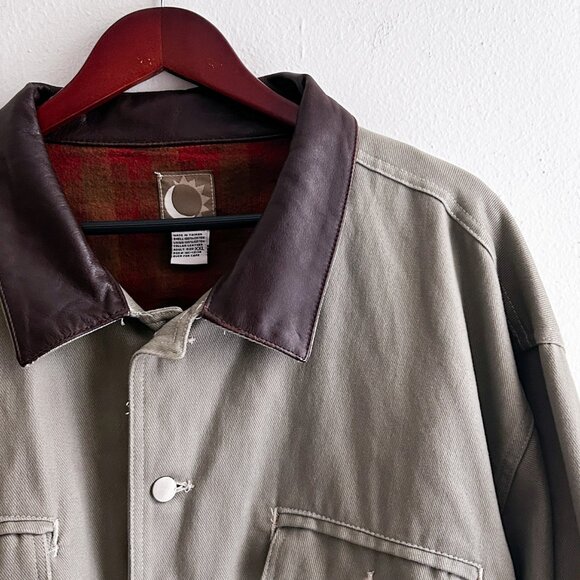 VINTAGE Marlboro Canvas Chore Work Field Barn Jacket w/Leather Collar - Picture 3 of 7